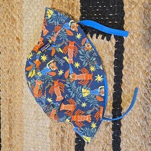 Patagonia Blue Bucket Hat with Lobster Print, GUC, Velcro Tabs, 6-12 Mos